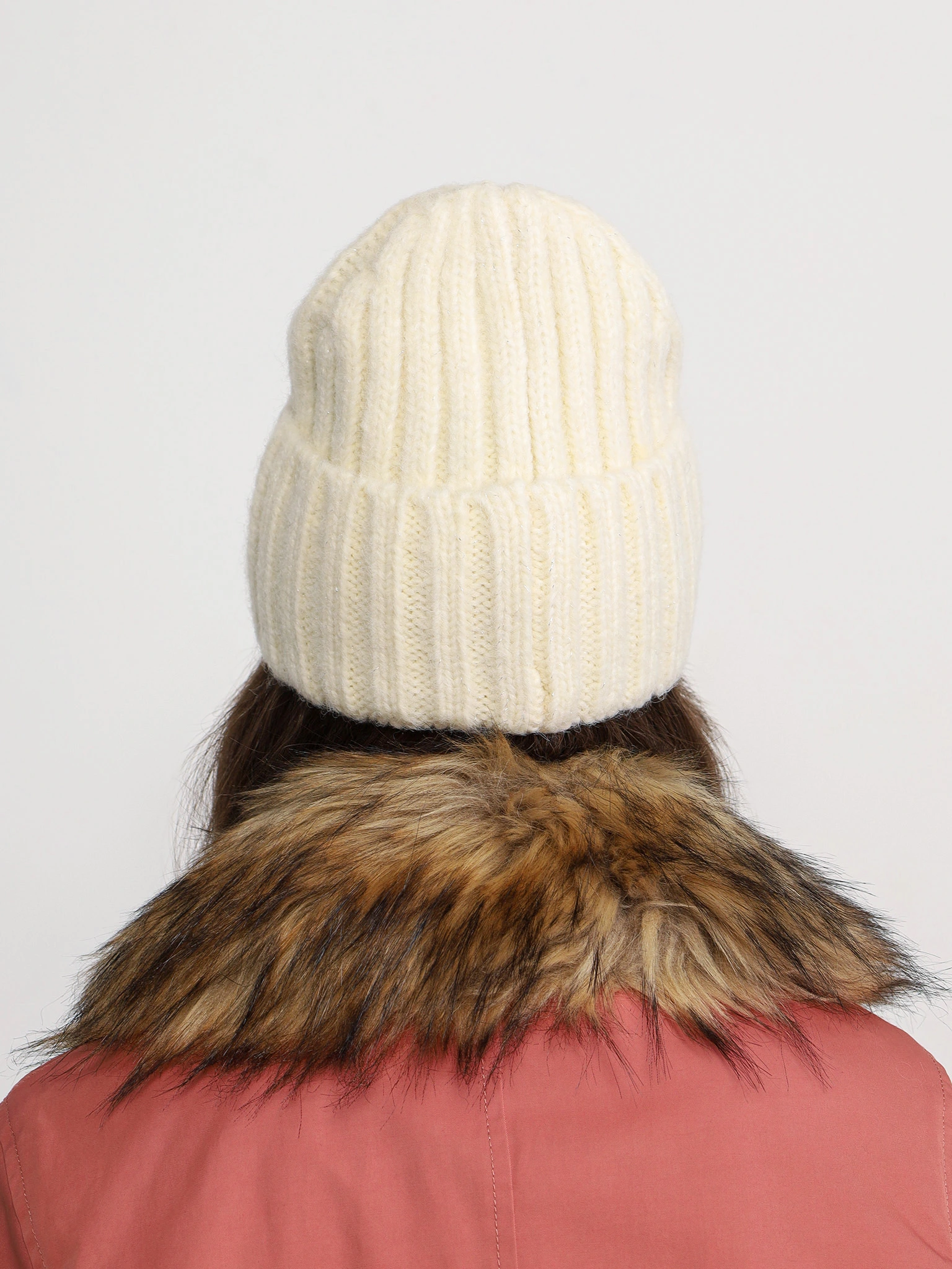 Шапка-бини из смесовой шерсти альпаки с отворотом в ассортименте